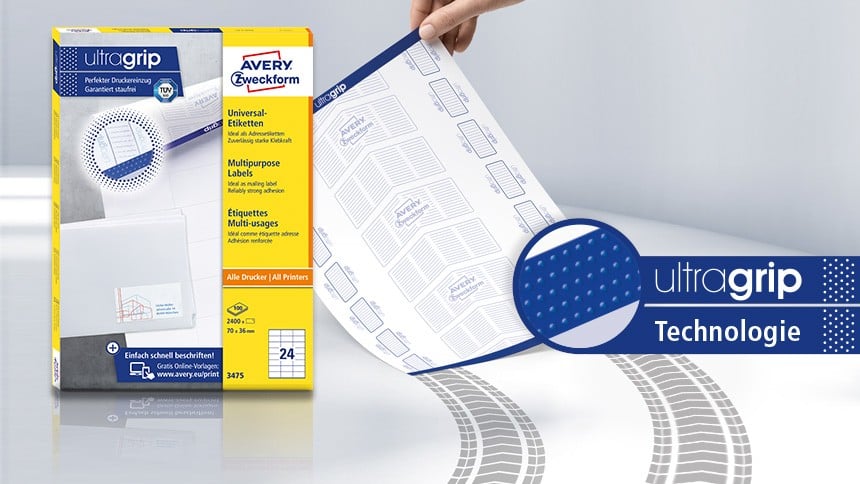 Universaletiketten mit ultragrip Technologie
