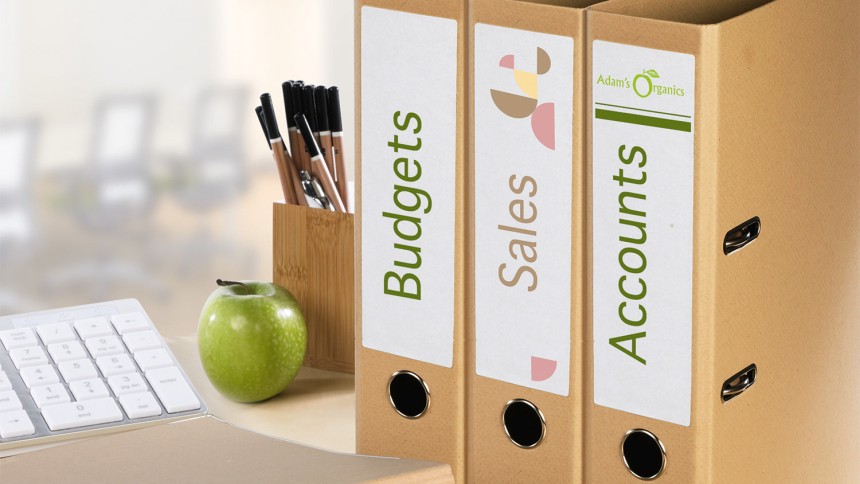 Ordneretiketten aus Recyclingmaterial