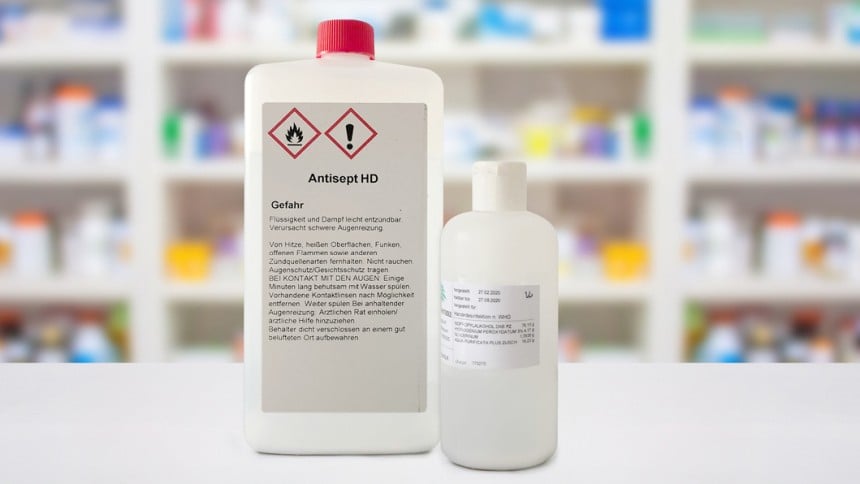 Etiketten für Desinfektionsmittel