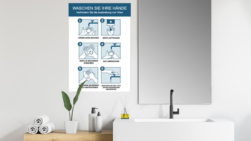 HInweisplakate Coronavirus zum richtigen Händewaschen