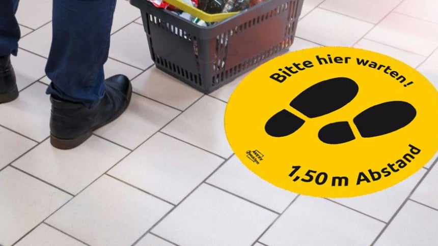 Corona Bodenaufkleber - Abstand halten günstig kaufen