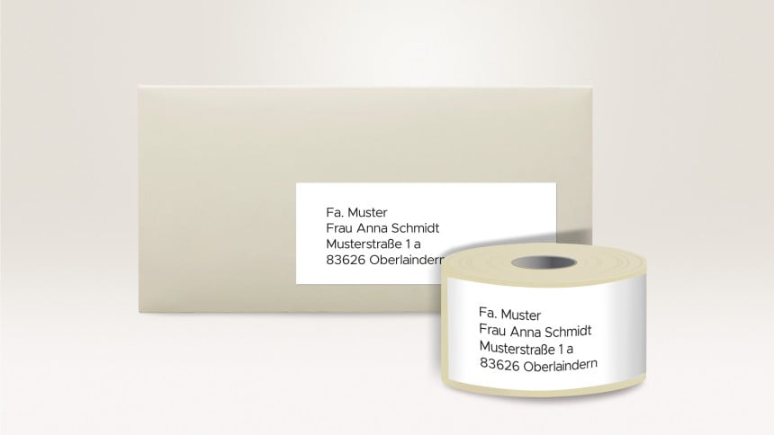 Adressetiketten auf Rolle
