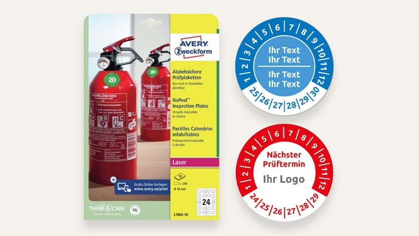 Vorlagen für Prüfplaketten