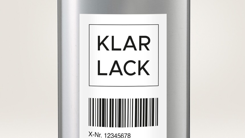 Lackdose mit Barcode-Etikett