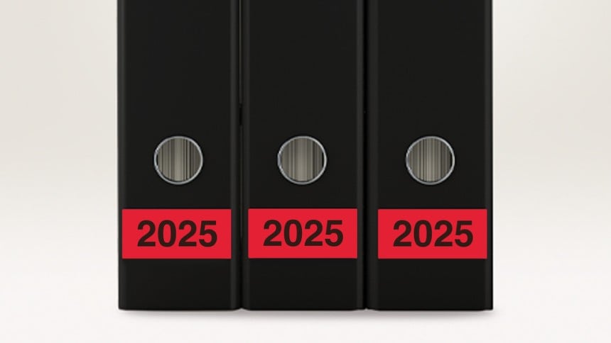 Ordneretikett mit Jahreszahl 2025