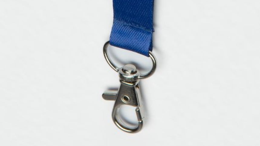 Blaues Lanyard mit Karabiner