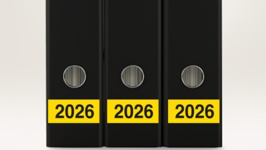 Ordneretiketten mit Jahreszahl 2026.