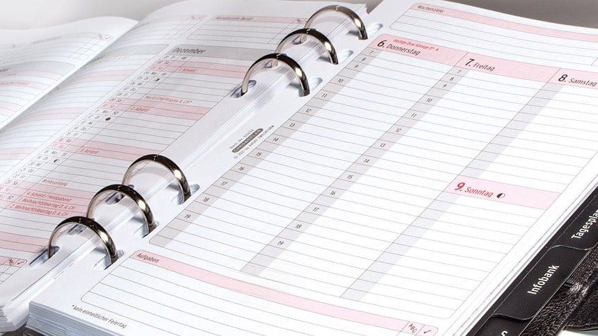 Ein offener Chronoplan-Kalender.