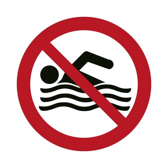 Verbotszeichen schwimmen verboten