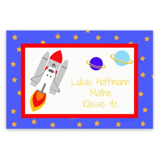 Buchetikett mit Astronautenmotiv