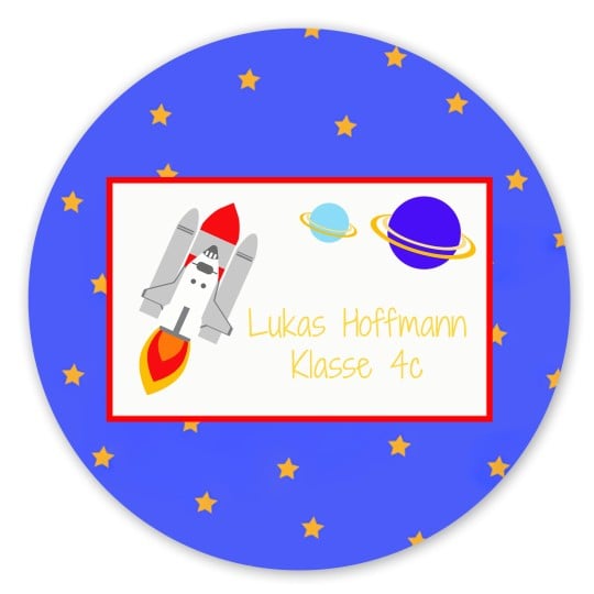 Rundes Etikett mit Astronautenmotiv