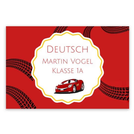 Heftaufkleber mit rotem Auto