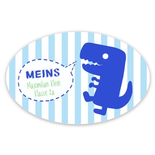 Dinomotiv auf ovalem Etikett