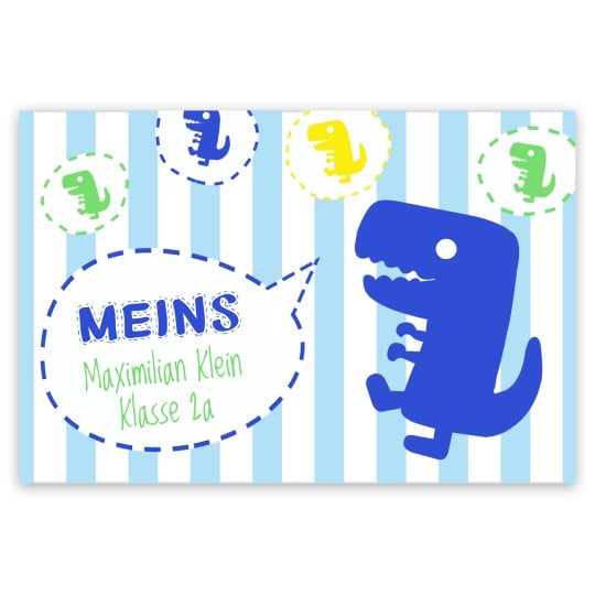 Dinosauriermotiv auf rechteckigem Etikett