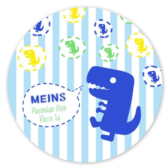 Dinosauriermotiv auf rundem Etikett
