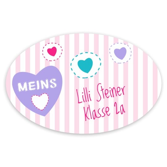 Ovales Etikett mit Herzchen