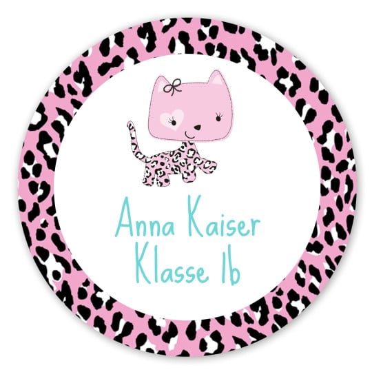Rundes Etikett mit Leopardenprint