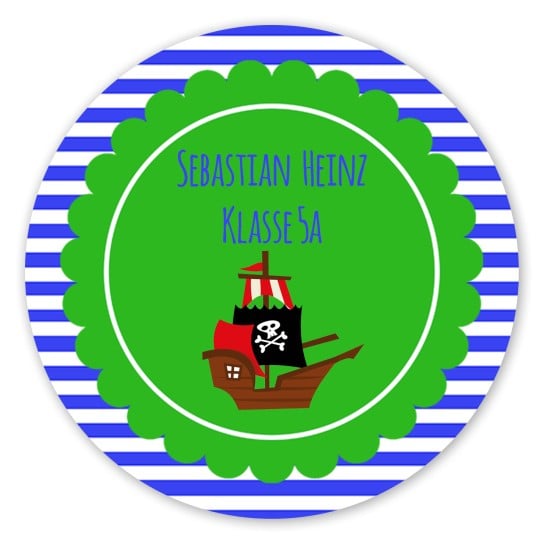 Rundes Etikett mit Piratenmotiv