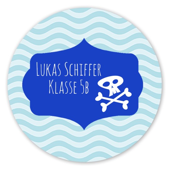 Rundes Etiektt mit Piratentotenkopf