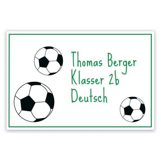 Rechteckiges Etikett mit Fussbmotiv