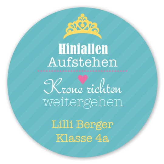 Rundes Etiektt mit Kronenmotiv