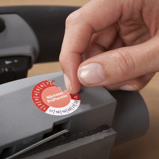 Abziehsichere Prüfplakette