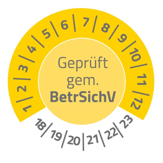 Prüfplaketten Geprüft gemäß BetrSichV