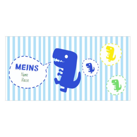 schulheftetikett mit Dino