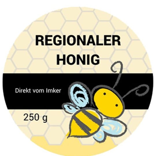 Honigetiketten Aufkleber Bienenhonig 40mm rund 250g Glas