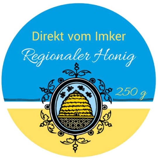 Honigetiketten  40mm rund 250g Glas