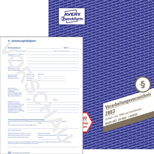 Verarbeitungsverzeichnis Formular
