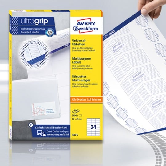 Universaletiketten mit ultragrip Technologie