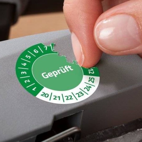 Abziehsichere Prüfplaketten in grün