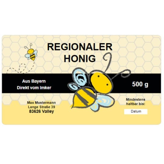Aufkleber Bienenhonig 99_1x57mm 500g 