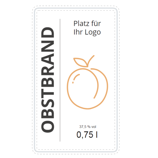 Aufkleber für Obstbrand mit stilisierter Marille