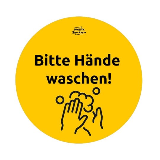 Runder Aufkleber bitte Hände waschen