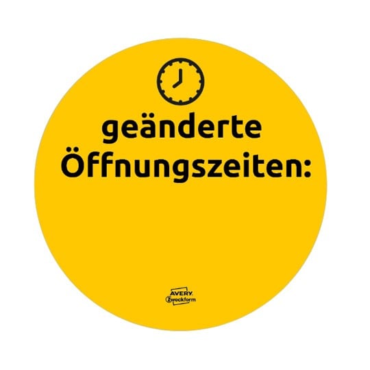 Geänderte Öffnungszeiten Aufkleber zum selbst Gestalten