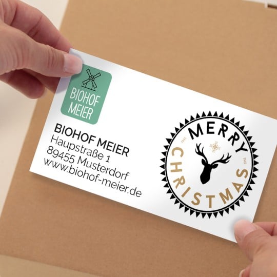 Weihnachtliche Absenderaufkleber drucken lassen