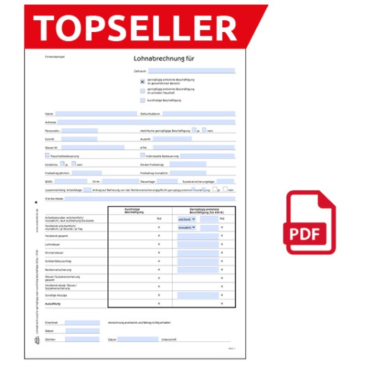 Minijob Lohnabrechnung zum Download