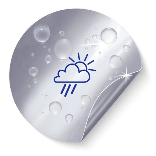 Silberne wetterfeste Folienetiketten auf Bogen