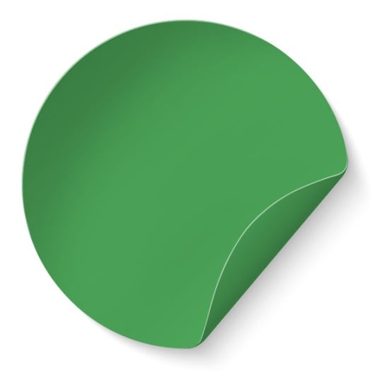 Grüne Etiketten auf Bogen