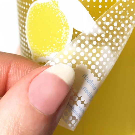 Transparenter Aufkleber ablösbar