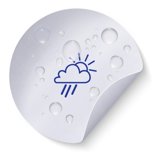 Weiße wetterfeste Etiketten