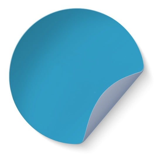 Blickdichte blaue Etiketten auf Bogen