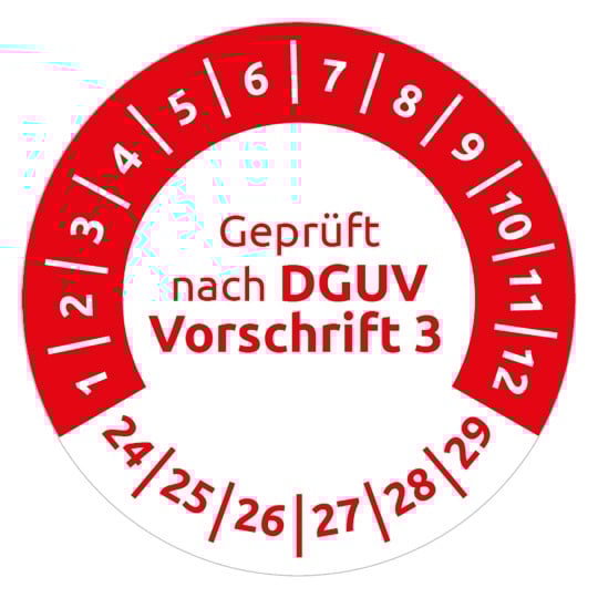 Prüfplakette rot DGU Vorschrift