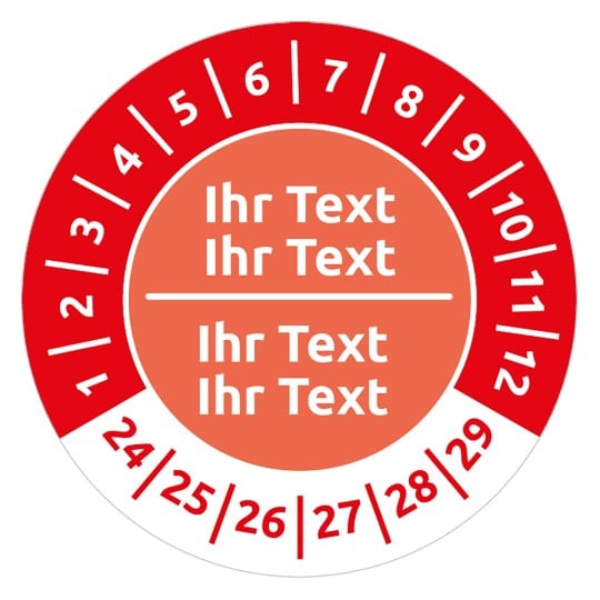 Prüfplakette rot Ihr Text