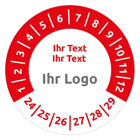 Prüfplakette rot Ihr Text Logo