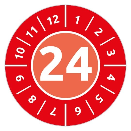 Prüfplakette rot Jahr 2024