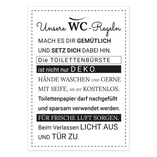 Vorlage WC Regeln
