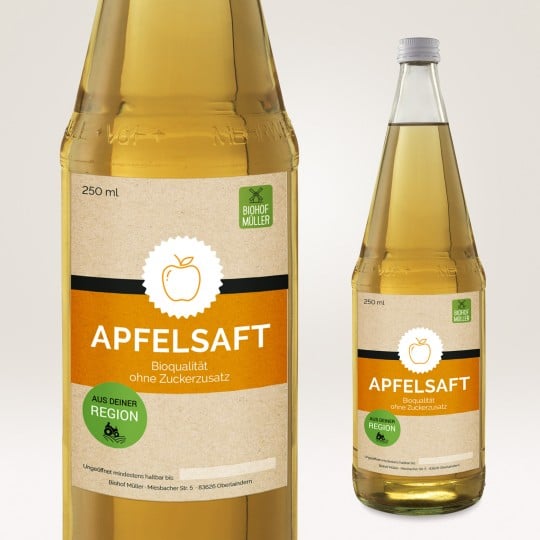 Apfelsaft- Etiketten Aufkleber günstig drucken lassen